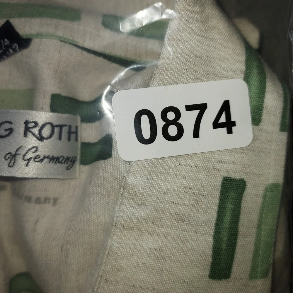 Georg Roth of Germany Shirt Men's‎ Large Linen Blend Abstract Striped  VTG Y2K